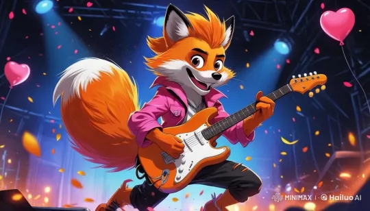 Energetic Fox Guitarist in Festive Live2D Animation – AI Generated Video | Hailuo AI