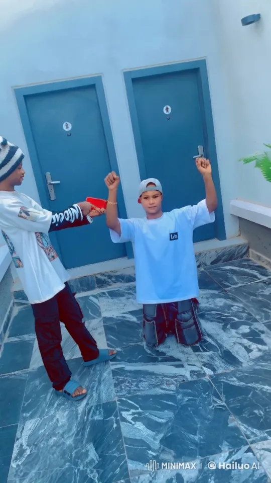 Two Boys Playing with Toy Gun in Outdoor Area – AI Generated Video | Hailuo AI