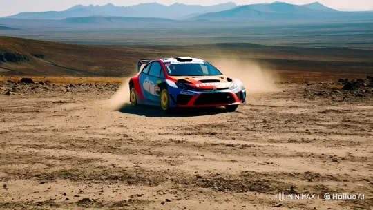 Rally Racing Chase: Speed and Intensity Captured – AI Generated Video | Hailuo AI