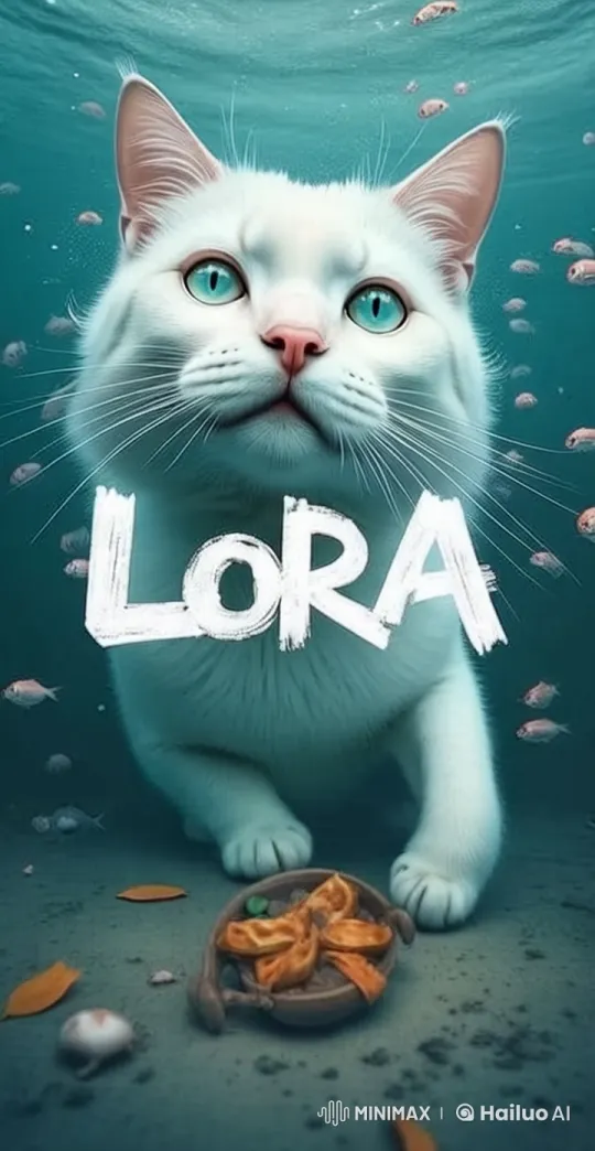 White Cat Dives Underwater with Graceful Movements – AI Generated Video | Hailuo AI