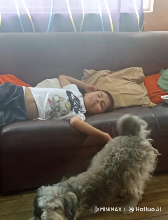 Child and Dog Joyfully Dance Bachata in Cozy Room – AI Generated Video | Hailuo AI