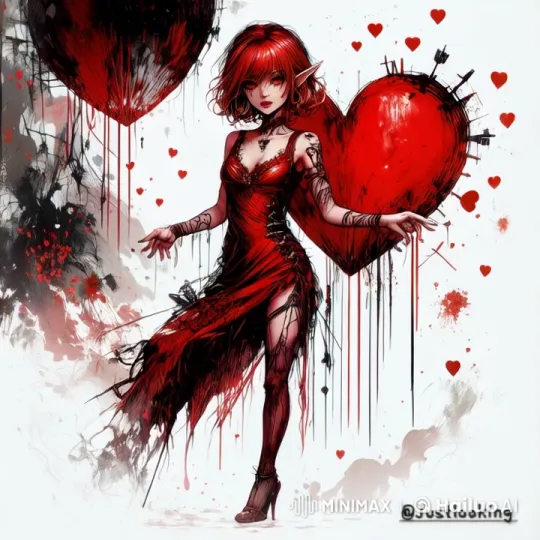 Dancing Elf in Red Dress with Floating Hearts – AI Generated Video | Hailuo AI