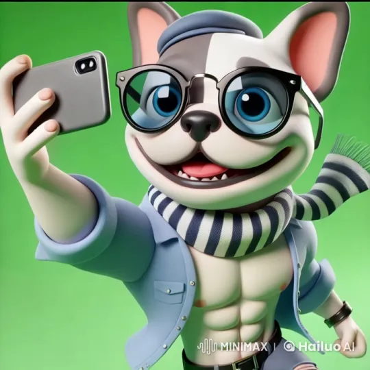 Anthropomorphic Dog Takes Selfie in Stylish Outfit – AI Generated Video | Hailuo AI