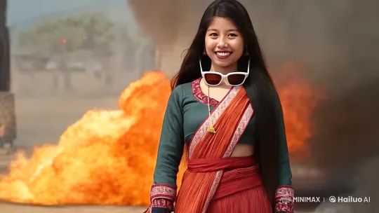 Confident Woman Walks Through Chaos, Claims Power – AI Generated Video | Hailuo AI