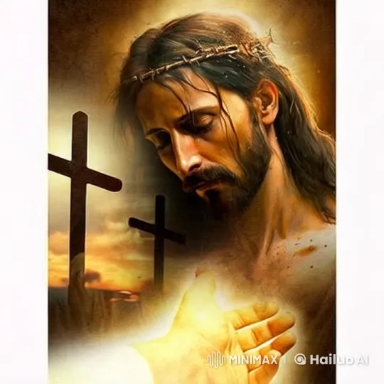 Live2D Animated Scene of Jesus at Golgotha with Radiant Elements – AI Generated Video | Hailuo AI