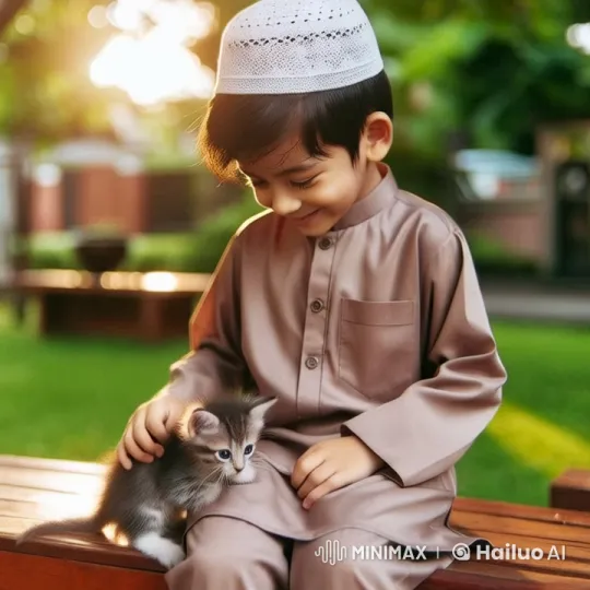 Child and Kitten Joyful Interaction in Animated Park Setting – AI Generated Video | Hailuo AI