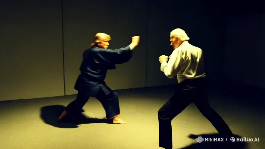 Trump and Biden in Intense Kung Fu Battle – AI Generated Video | Hailuo AI