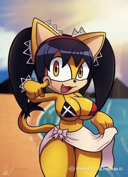 Anthropomorphic Cat Dances on Sunny Beach in Live2D Animation – AI Generated Video | Hailuo AI