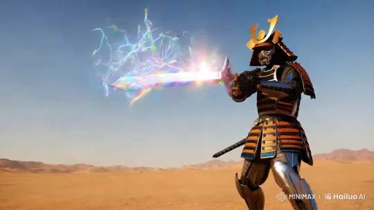 Samurai Android Battles in Futuristic Desert Setting – AI Generated Video | Hailuo AI