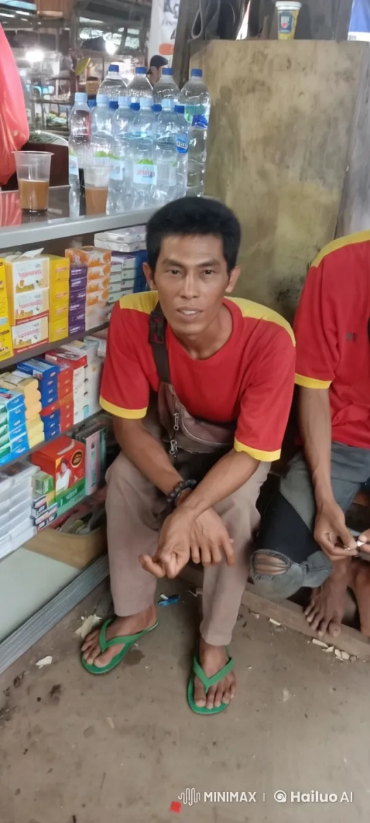 Bustling Market Stall with Relaxed Men in Red Shirts – AI Generated Video | Hailuo AI