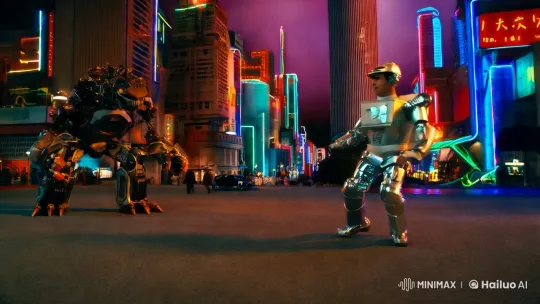 Showa-Era Cyborg Detective Chases Robot Monster in Futuristic City – AI Generated Video | Hailuo AI