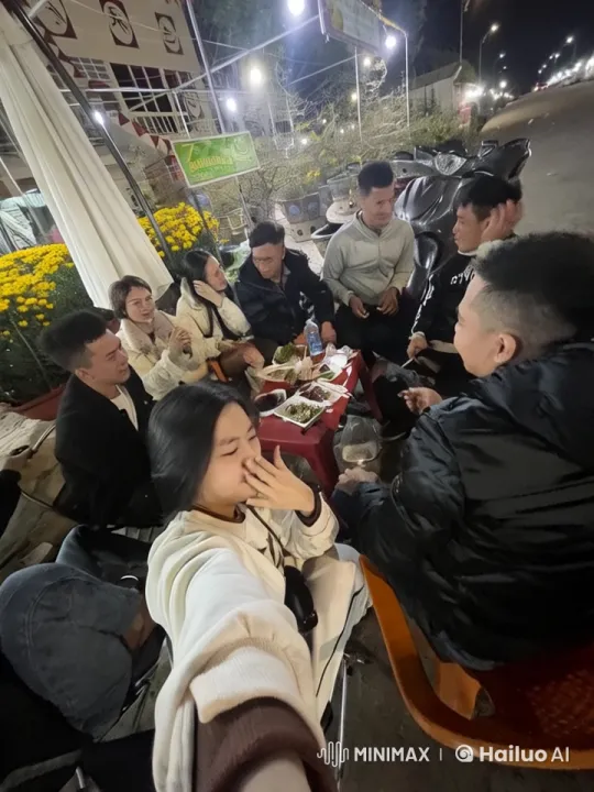 Live2D Animated Friends Celebrate Kungfu Skills at Night – AI Generated Video | Hailuo AI