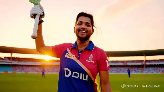 Cricket Champion Celebrates Triumph in Golden Light – AI Generated Video | Hailuo AI