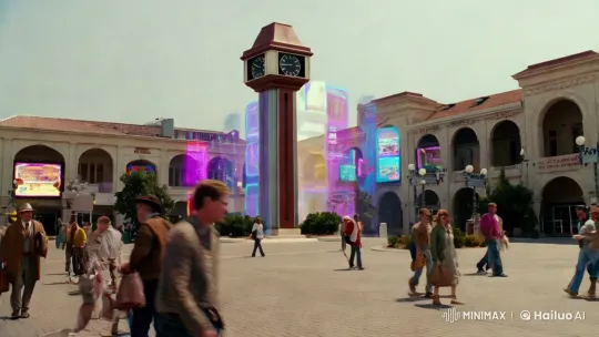 Futuristic Hill Valley Plaza in 'Back to the Future Part II' – AI Generated Video | Hailuo AI