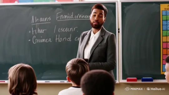 Dedicated Teacher Engages Students in Bright Classroom – AI Generated Video | Hailuo AI