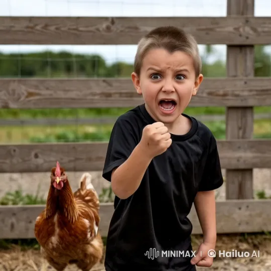Boy Fights with Chicken in Live2D Animated Video – AI Generated Video | Hailuo AI