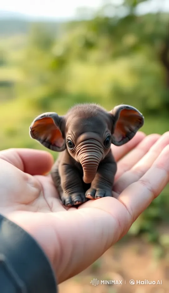Tiny Elephant in Human Hand: Serene Live2D Animation – AI Generated Video | Hailuo AI