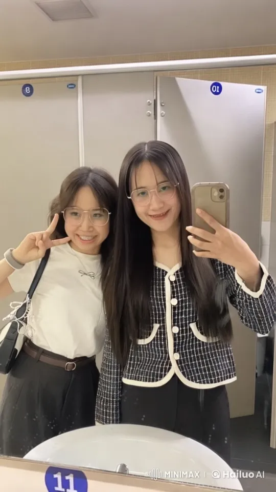 Girls Mirror Mirror Selfie to Martial Arts Fight – AI Generated Video | Hailuo AI