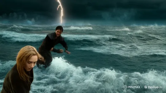 Stormy Sea Battle: Cha Hae-In Pursuit and Dragon Clash – AI Generated Video | Hailuo AI
