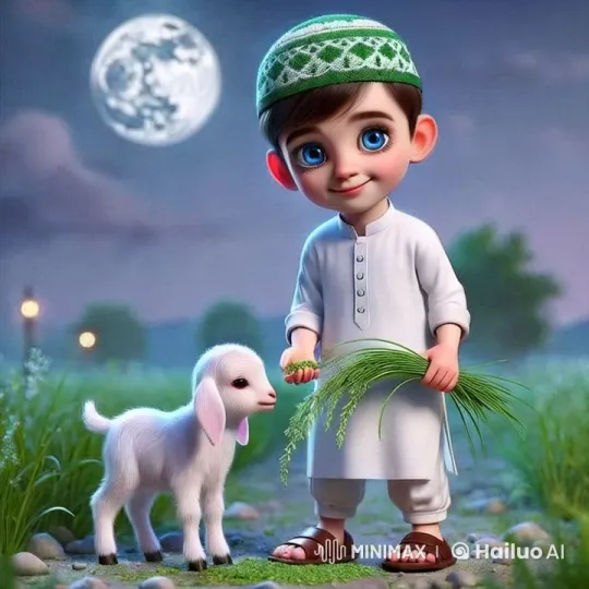 Boy Feeds Goat Under Serene Night Sky – AI Generated Video | Hailuo AI