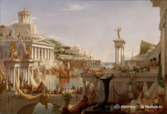 Ancient Coastal City Celebrates with Grand Parade – AI Generated Video | Hailuo AI
