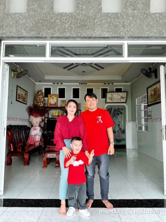 Family Demonstrates Synchronized Martial Arts in Coordinated Red Tops – AI Generated Video | Hailuo AI
