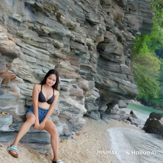 Energetic Woman in Bikini Shows Off Beach Activities – AI Generated Video | Hailuo AI