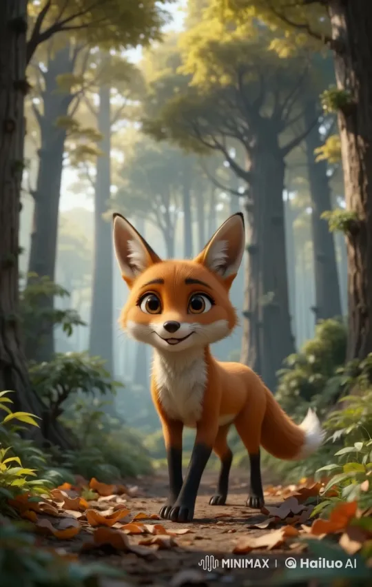 Pixar-Style Hungry Fox Explores Vibrant Jungle Path – AI Generated Video | Hailuo AI