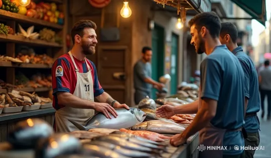 Animated Live2D Street Fish Market Interaction – AI Generated Video | Hailuo AI