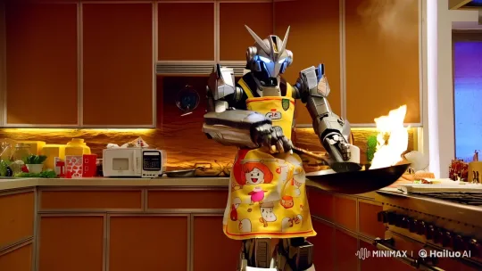 Gundam Robot Mastering Chinese Cuisine in Futuristic Kitchen – AI Generated Video | Hailuo AI