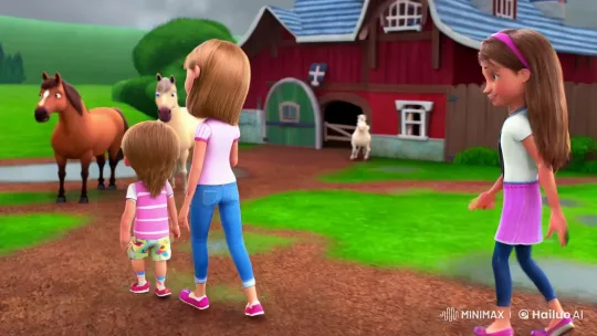 Siblings Explore Vibrant Farmyard with Horses – AI Generated Video | Hailuo AI