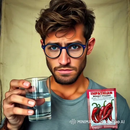 Person Consumes Chili Peppers Methodically With Water – AI Generated Video | Hailuo AI