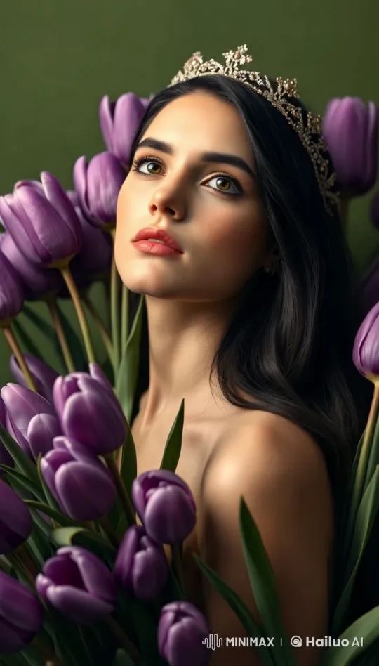 Tranquil Girl Amidst Swaying Tulips in 4K Live2D Animation – AI Generated Video | Hailuo AI