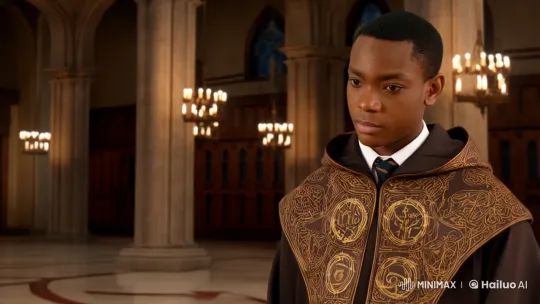 Magician Demonstrates Spellcasting in Grand Academy Hall – AI Generated Video | Hailuo AI