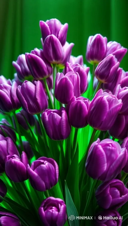 Vibrant Purple Tulips Animated in 4K Slow-Motion – AI Generated Video | Hailuo AI