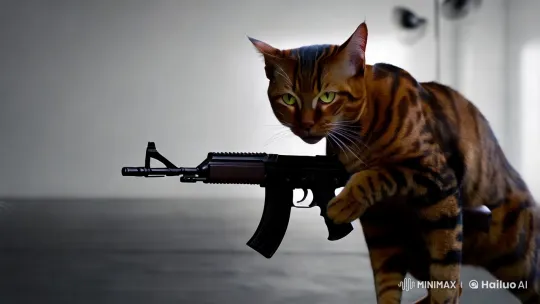 Bengal Cat Showcases Dramatic Feline Combat in Artful Scene – AI Generated Video | Hailuo AI
