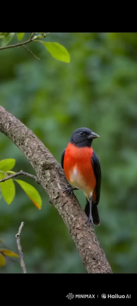 Red and Black Bird in Serene Live2D Nature Scene – AI Generated Video | Hailuo AI