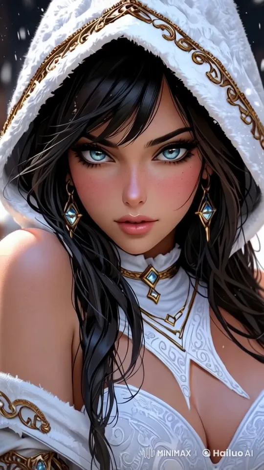 4K Live2D Video: Enchanting Girl in Ornate White, Gold, and Snow – AI Generated Video | Hailuo AI