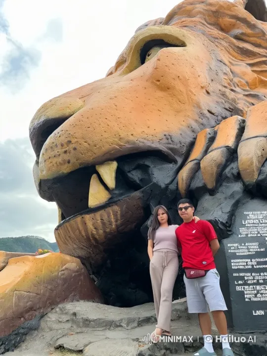 Couple's Energetic Kung Fu Battle in Front of Lion Sculpture – AI Generated Video | Hailuo AI