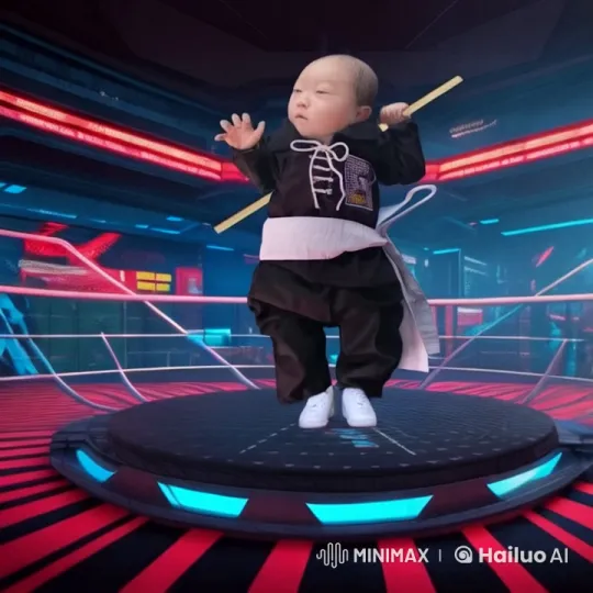 Futuristic Kung Fu Performance in Live2D Arena – AI Generated Video | Hailuo AI