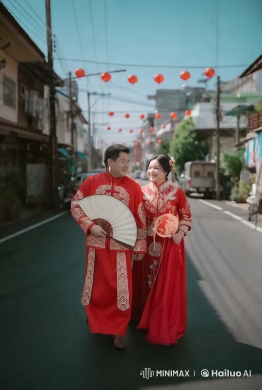 Couple Showcases Martial Arts in Festive Live2D Animation – AI Generated Video | Hailuo AI