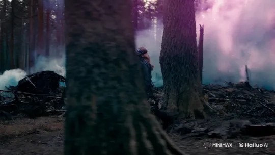 Post-Apocalyptic Woman in Desolate Forest Tracking Shot – AI Generated Video | Hailuo AI