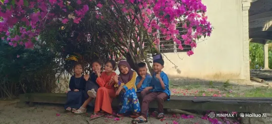 Children Play Kung Fu Panda Under Bougainvillea Tree – AI Generated Video | Hailuo AI