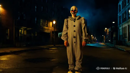Clown Unmasked: Anne Hathaway's Shocking Transformation in Urban Night – AI Generated Video | Hailuo AI