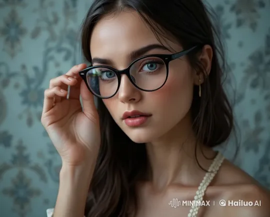 Woman Removes Glasses, Licks Lips in Live2D Animation – AI Generated Video | Hailuo AI