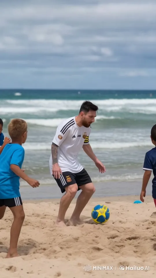 Messi Enthusiastically Promotes AI-Generated Videos on Beach – AI Generated Video | Hailuo AI