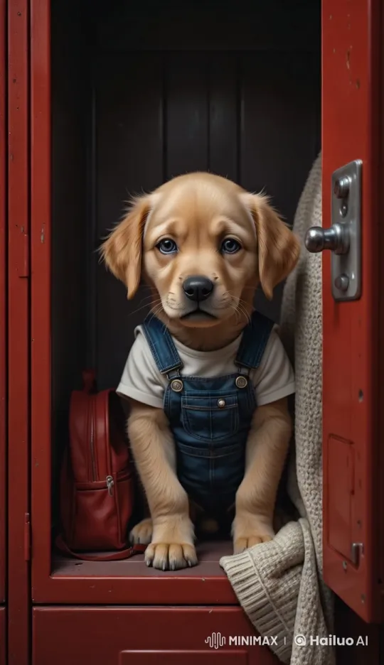 Lonely Puppy in Red Locker: Sadness in Subtlety – AI Generated Video | Hailuo AI