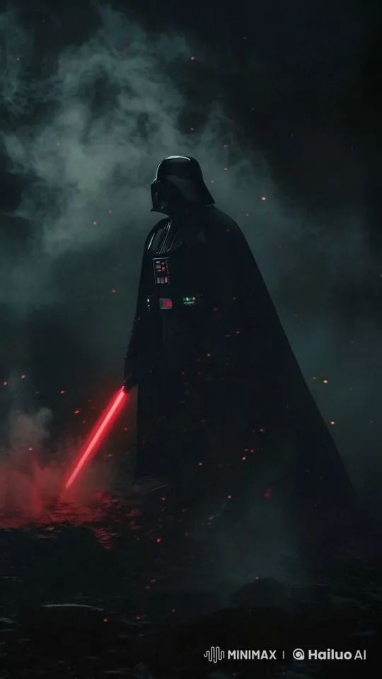 Darth Vader in a Dark, Smoky Environment with Lightsaber – AI Generated Video | Hailuo AI