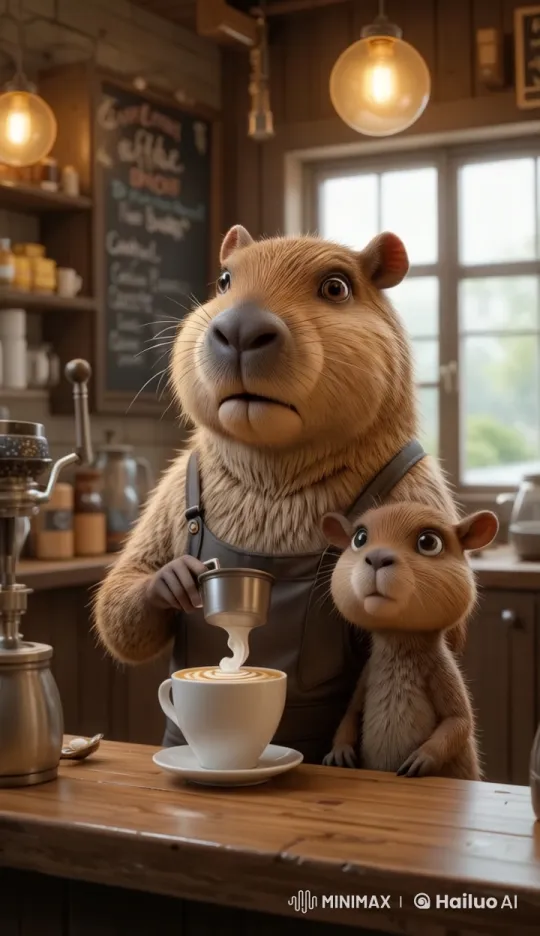 Capybara Baristas Craft Latte Art – AI Generated Video | Hailuo AI