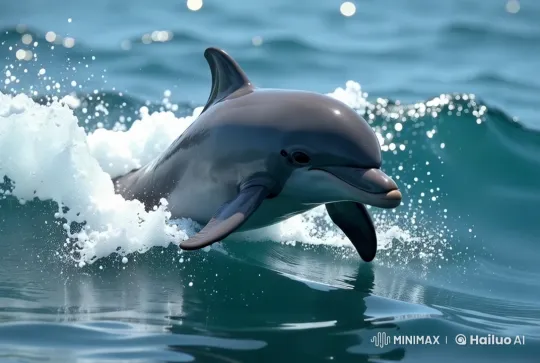 Live2D Dolphin Playfully Leaping in Sparkling Waters – AI Generated Video | Hailuo AI